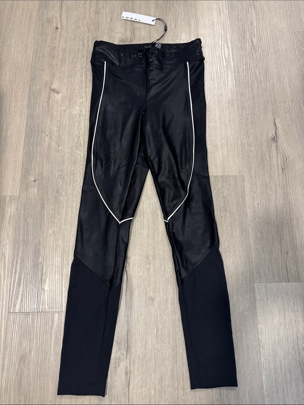 Koral Black Leggings with White Piping